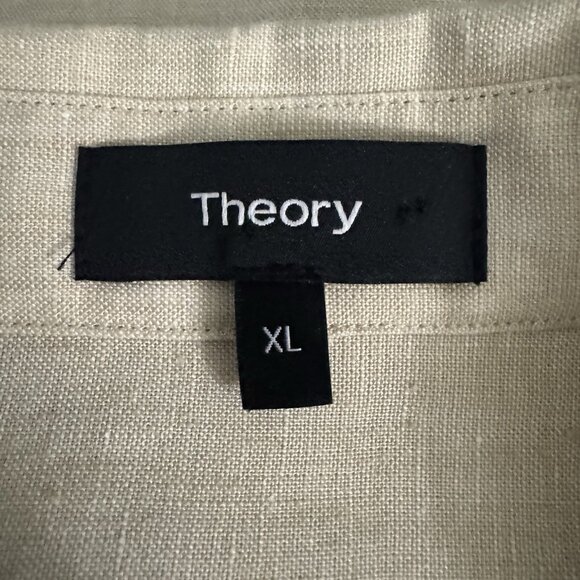 Theory Classic Menswear Pure Linen Shirt Women’s Sz XL Button Down Long Sleeve - Picture 9 of 11